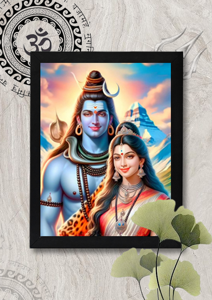 Shiv Parvati  led photo frame, LED Light Painting Wall Art, Luminous Reflecting Light.