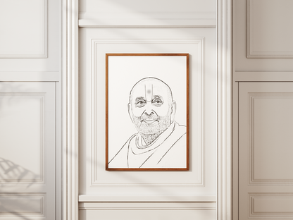 Pramukh Swami Maharaj photo frame, LED Light Painting Wall Art, Luminous Reflecting Light.