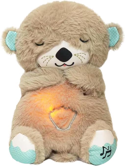 Breathing Teddy Bear with Lights - Breathing Otter Plushie(Glowing Music Otter)