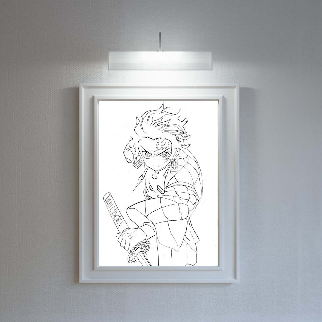 Tanjiro Kamado led photo frame, LED Light Painting Wall Art, Luminous Reflecting Light.