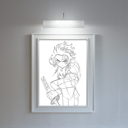 Tanjiro Kamado led photo frame, LED Light Painting Wall Art, Luminous Reflecting Light.