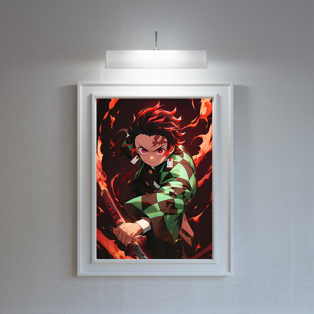 Tanjiro Kamado led photo frame, LED Light Painting Wall Art, Luminous Reflecting Light.