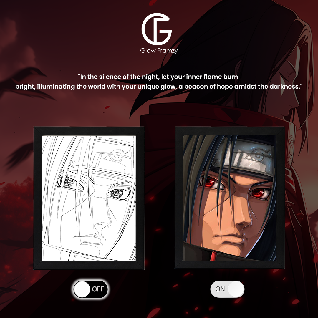 Itachi Uchiha  led photo frame, LED Light Painting Wall Art, Luminous Reflecting Light.