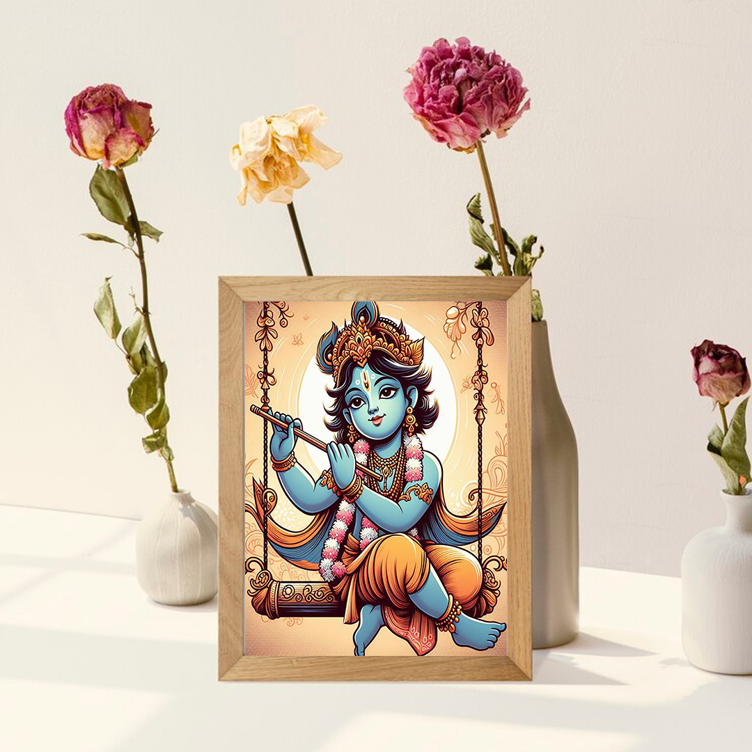 krishna led photo frame, LED Light Painting Wall Art, Luminous Reflecting Light