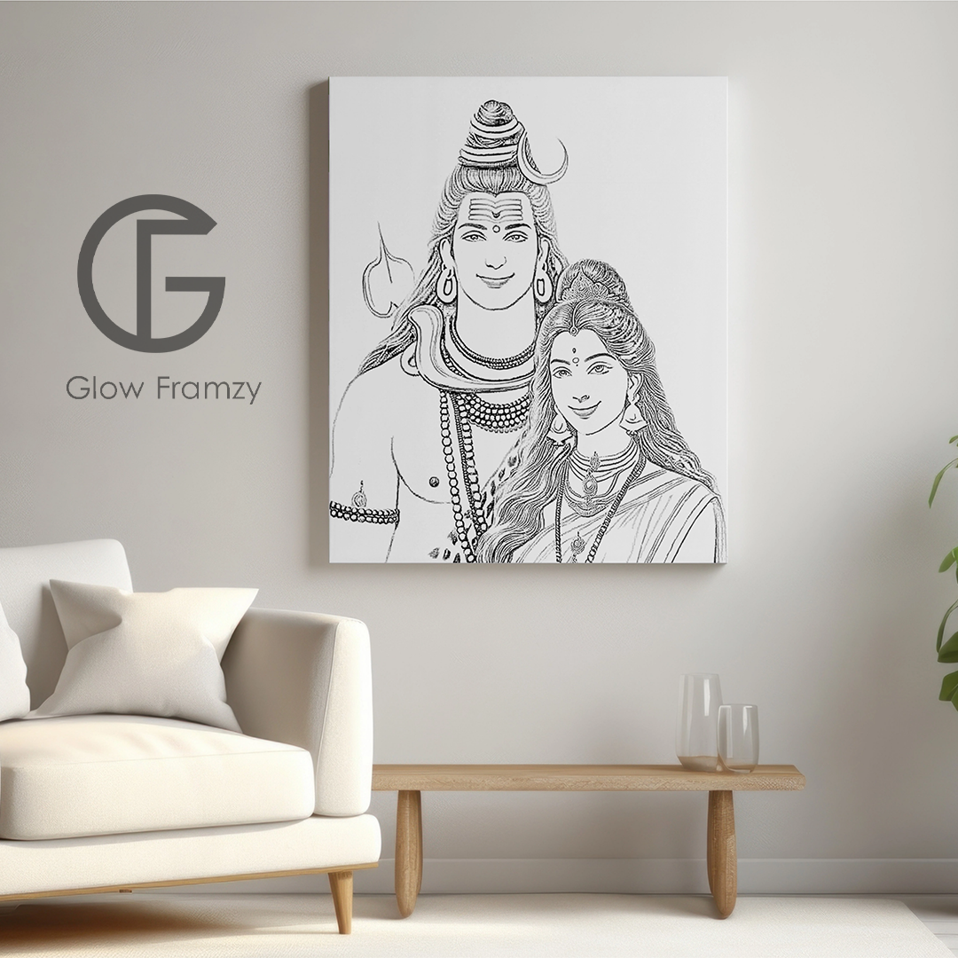 Shiv Parvati  led photo frame, LED Light Painting Wall Art, Luminous Reflecting Light.