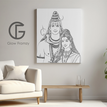 Shiv Parvati  led photo frame, LED Light Painting Wall Art, Luminous Reflecting Light.