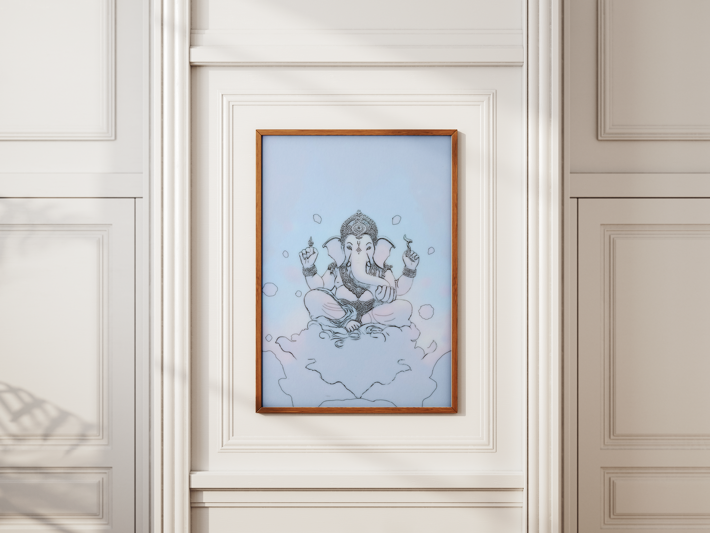 Ganpati led photo frame, LED Light Painting Wall Art, Luminous Reflecting Light.