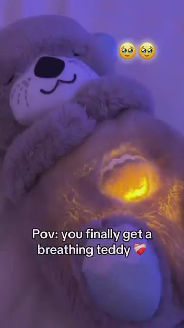 Breathing Teddy Bear with Lights - Breathing Otter Plushie(Glowing Music Otter)