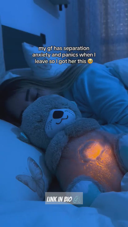 Breathing Teddy Bear with Lights - Breathing Otter Plushie(Glowing Music Otter)